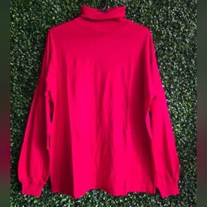 Neiman-Marcus Women's Pure Cotton Lisle Made In USA Red Turtleneck Top Size XL